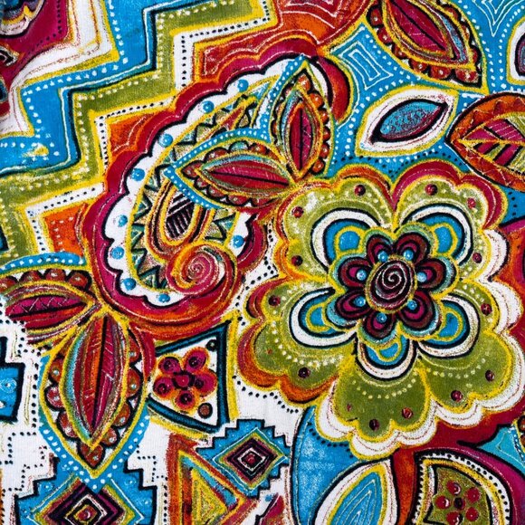 Chico's Floral Art Top Shirt Women’s Size 1 Medium Lightweight Boho Print Blouse - Picture 4 of 8